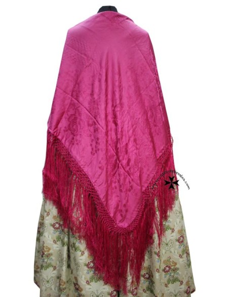 Mantoncillo de seda natural (gro) SS701. Fucsia. (140x140)