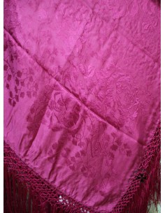 Mantoncillo de seda natural (gro) SS701. Fucsia. (140x140) 2