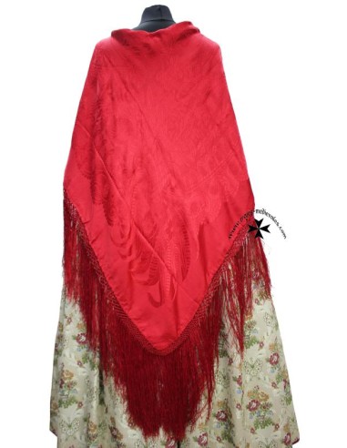 Mantoncillo de seda natural (gro) SS702. Rojo. (140x140)