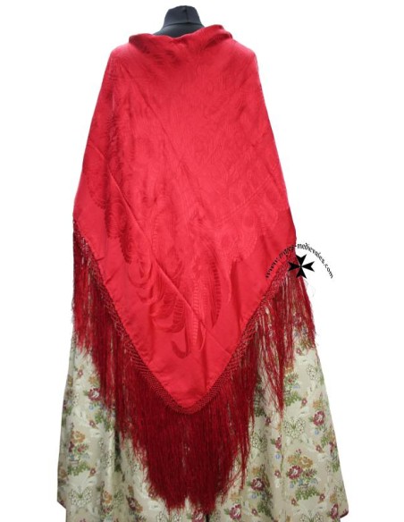 Mantoncillo de seda natural (gro) SS702. Rojo. (140x140)