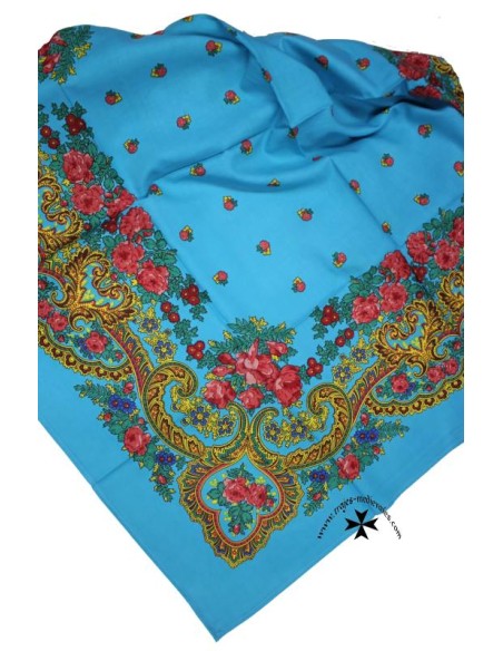 Pañuelo portugués P108 90 X 90. Turquesa