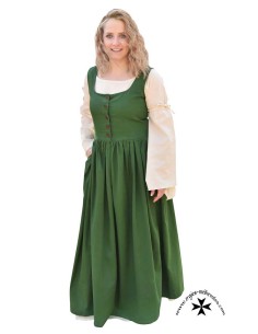 Green sleeveless medieval dress