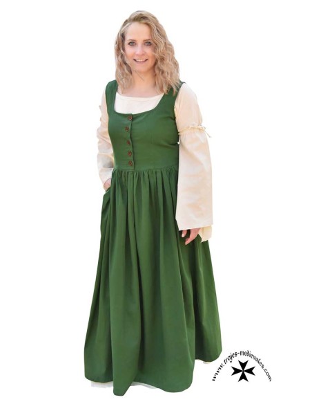 Vestido medieval sin mangas verde