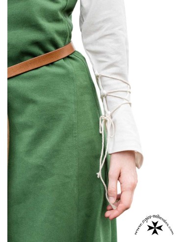 Vestido medieval Ava, manga corta (En verde,...