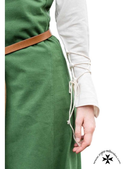 Vestido medieval Ava, manga corta (En verde, marrón y vino)