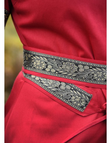 Vestido medieval bliaut, Mildrith (Rojo/Negro)