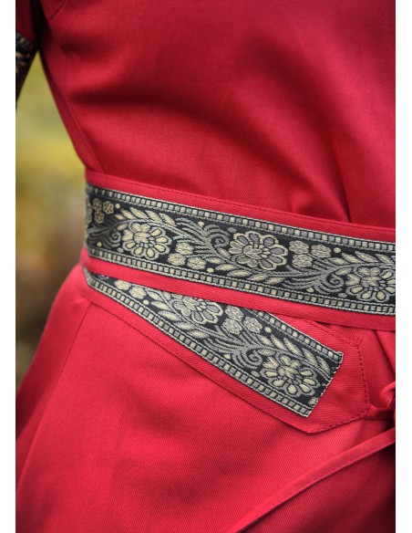 Vestido medieval bliaut, Mildrith (Rojo/Negro)