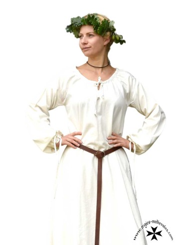 Túnica medieval de mujer, modelo Marian. (Natural)