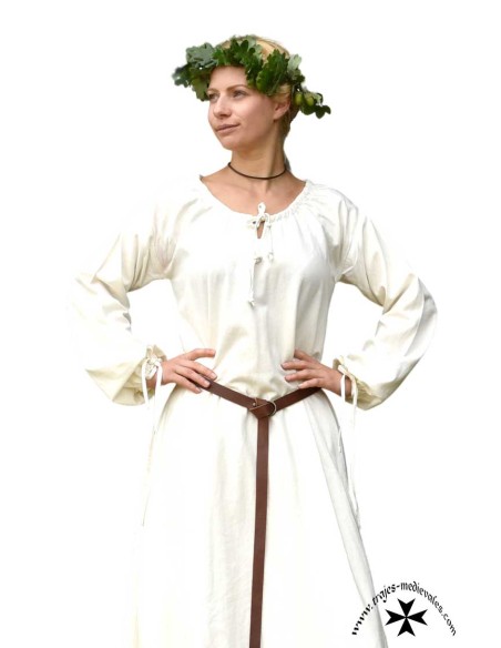 Túnica medieval de mujer, modelo Marian. (Natural)
