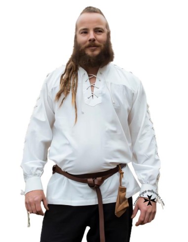 Medieval Thor shirt, white, with laces.