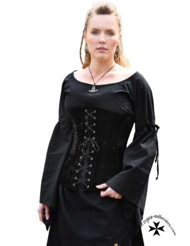 Corsé de terciopelo modelo Burglind, color negro