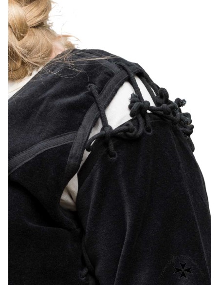 Chaleco-Justillo medieval modelo Griselda, terciopelo (En verde y negro)