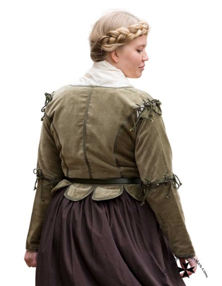Chaleco-Justillo medieval modelo Griselda, terciopelo (En verde y negro)
