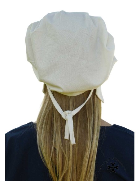 Medieval Ladies' Coif with Pleats and Ties (various colours)
