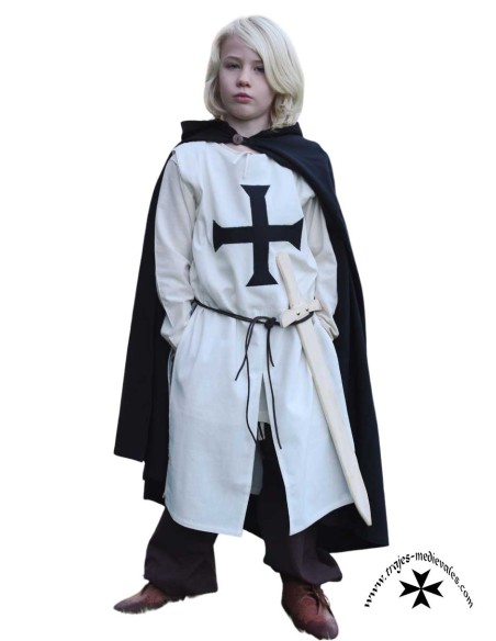 Children's medieval cape with hood (in black, brown and blue)