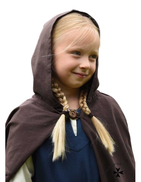 Children's medieval cape with hood (in black, brown and blue)