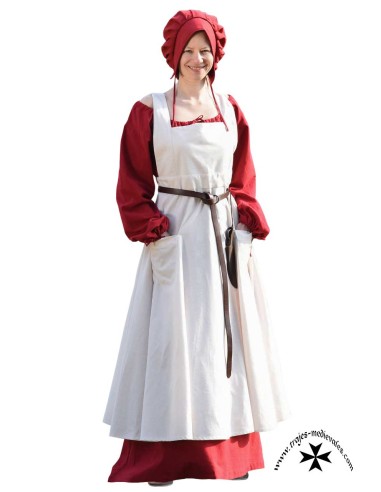 Delantal medieval completo, modelo Ruth. Natural