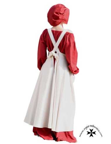 Delantal medieval completo, modelo Ruth. Natural