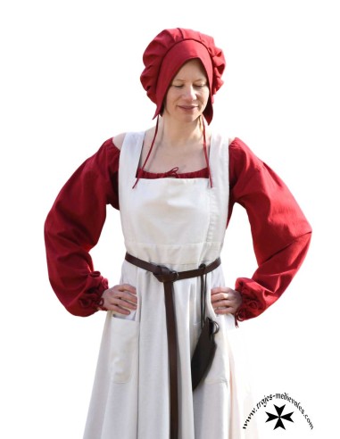 Delantal medieval completo, modelo Ruth. Natural