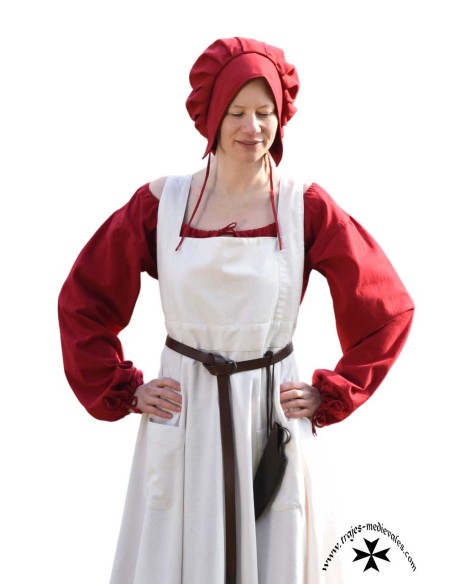 Delantal medieval completo, modelo Ruth. Natural