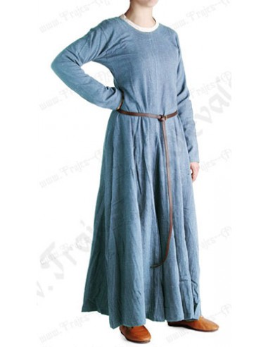 Vestido medieval dama, 1100-1400, azul.