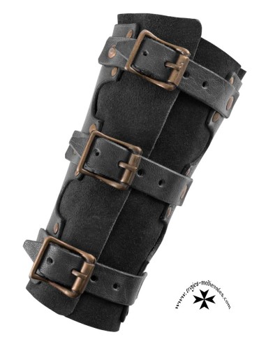Leather Bracers with Rivets and Suede...