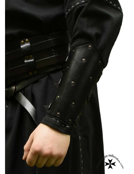 Leather Bracers with Rivets and Suede Underlayer, (In brown and black)