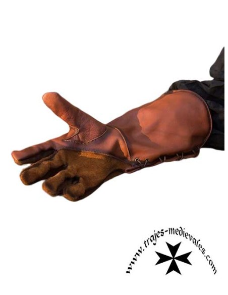 Guantes de Halcón en Cuero Negro y Marrón - Disponibles en Varias Tallas