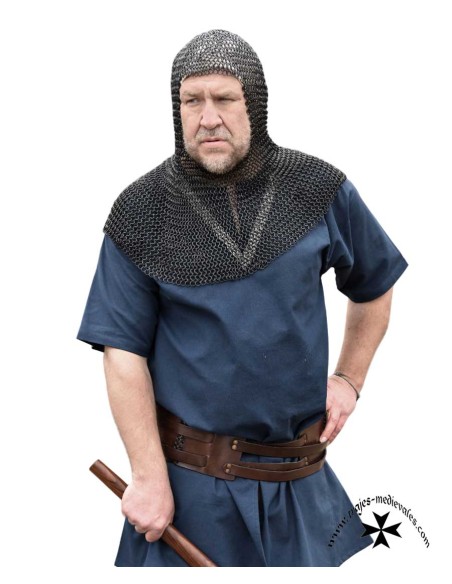 Medieval mail coif, black color, ref. 2