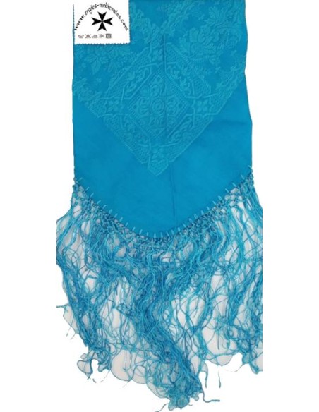 Pañuelo de pico, ref. PICOF182F. 90 cm. Turquesa