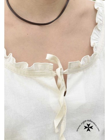 Blusa medieval Birga, manga 3/4, natural.