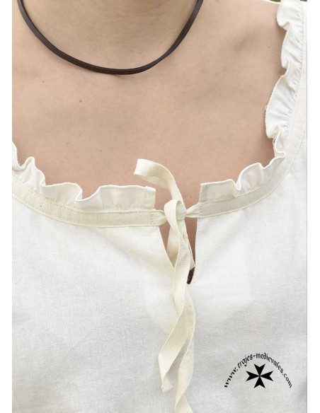 Blusa medieval Birga, manga 3/4, natural.