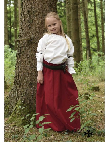 Plain medieval skirt for girls, wide flare. Red...