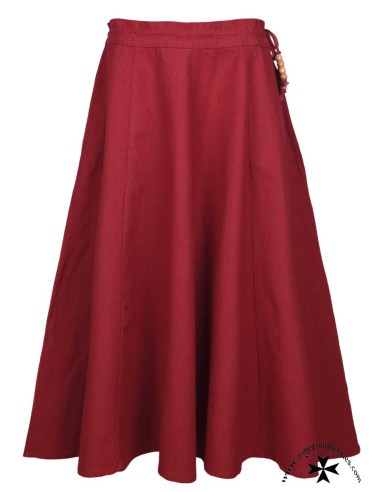 Plain medieval skirt for girls, wide flare. Red...