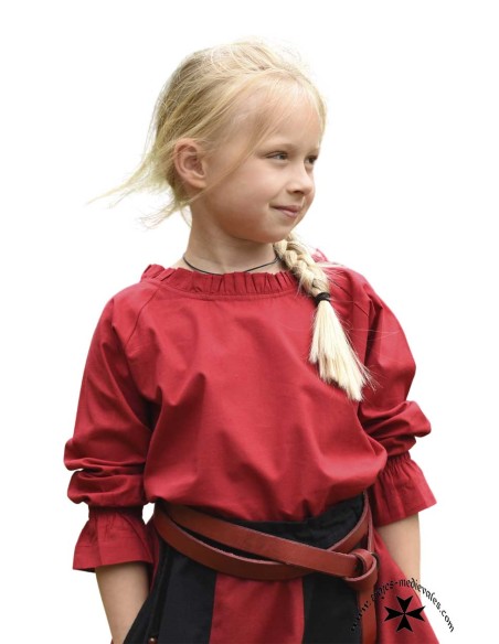 Medieval blouse for girls Helena, red color