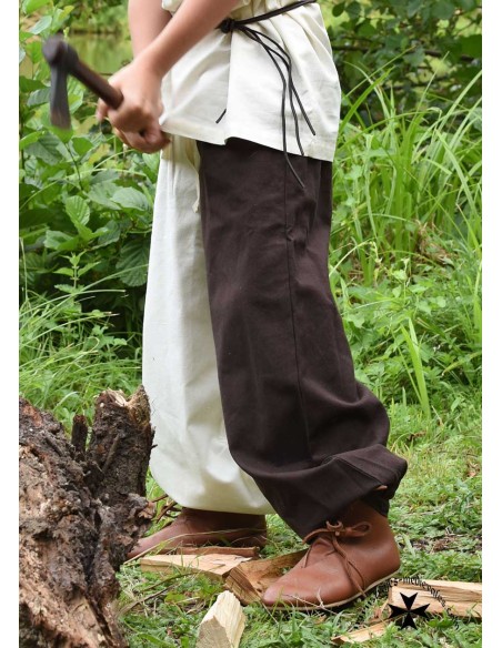 Two-tone medieval trousers for boys. Brown/Natural