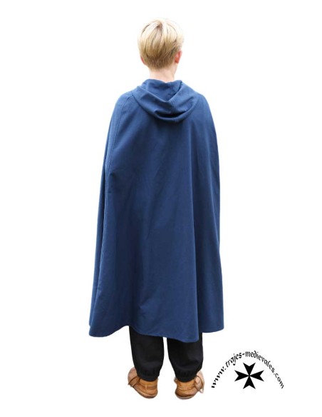 Children's medieval cape with hood (in black, brown and blue)