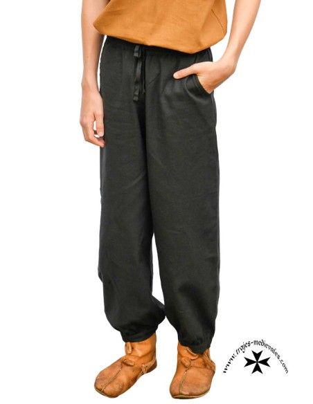 Pantalón medieval de niño, modelo Thore (En marrón y negro)