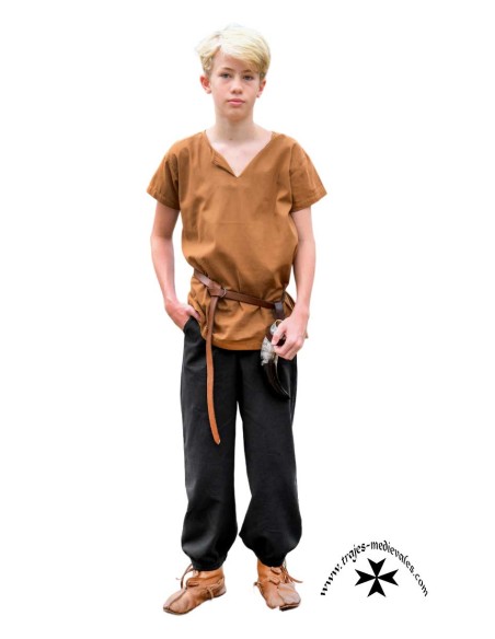 Medieval trousers for boys, Thore model (in brown and black)