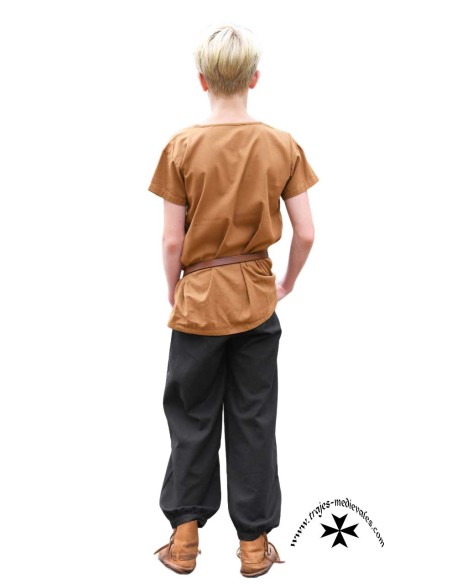 Pantalón medieval de niño, modelo Thore (En marrón y negro)