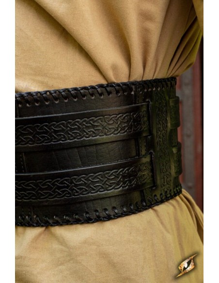 Double wide belt, decorated (Brown and black)