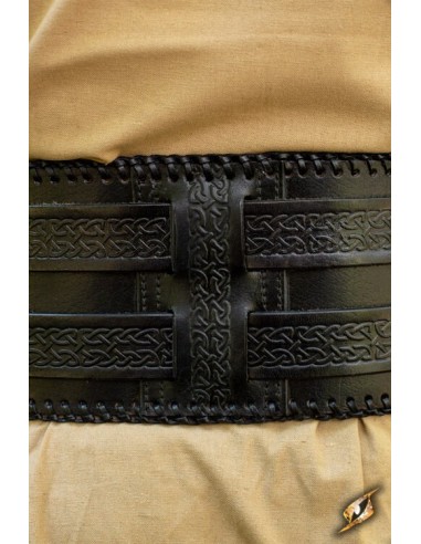 Double wide belt, decorated (Brown and black)