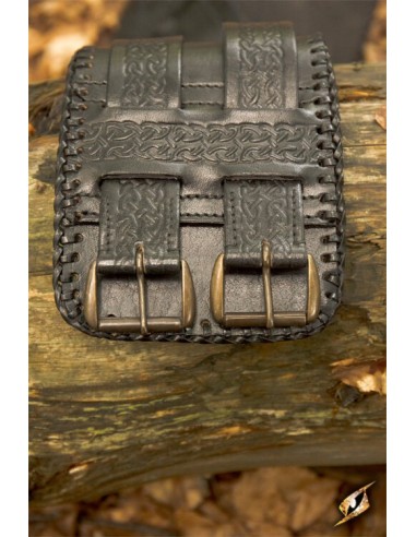 Double wide belt, decorated (Brown and black)