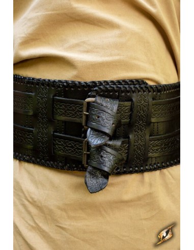 Double wide belt, decorated (Brown and black)