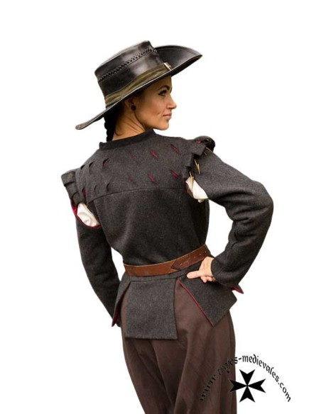 Renaissance doublet, Aramis model (Grey and Maroon)