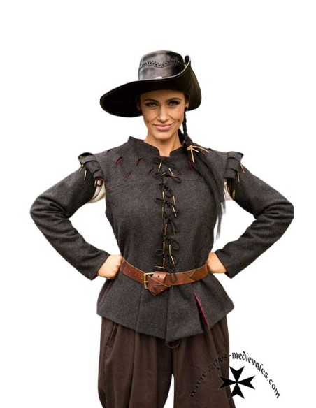 Renaissance doublet, Aramis model (Grey and Maroon)