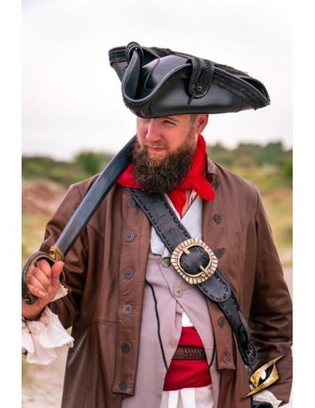 Sombrero de Pirata - Cuero de imitación (Marrón y Negro)