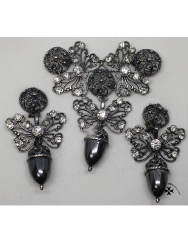 Juego pendientes y broche, ref. 6020RROC. Plata...