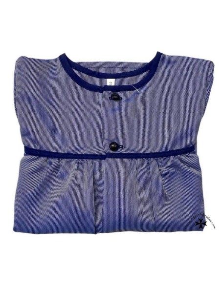 Blusón fallero, de rayitas. Azul y negro, (lutos). (Fabricación nacional).