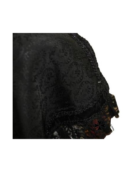 Mantilla-bancal infantil, en tela brocada, Cierzo, negra.